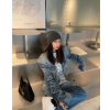 CCUP SPACE 重工设计感褶皱感阔肩复古牛仔外套女2021年春装新款